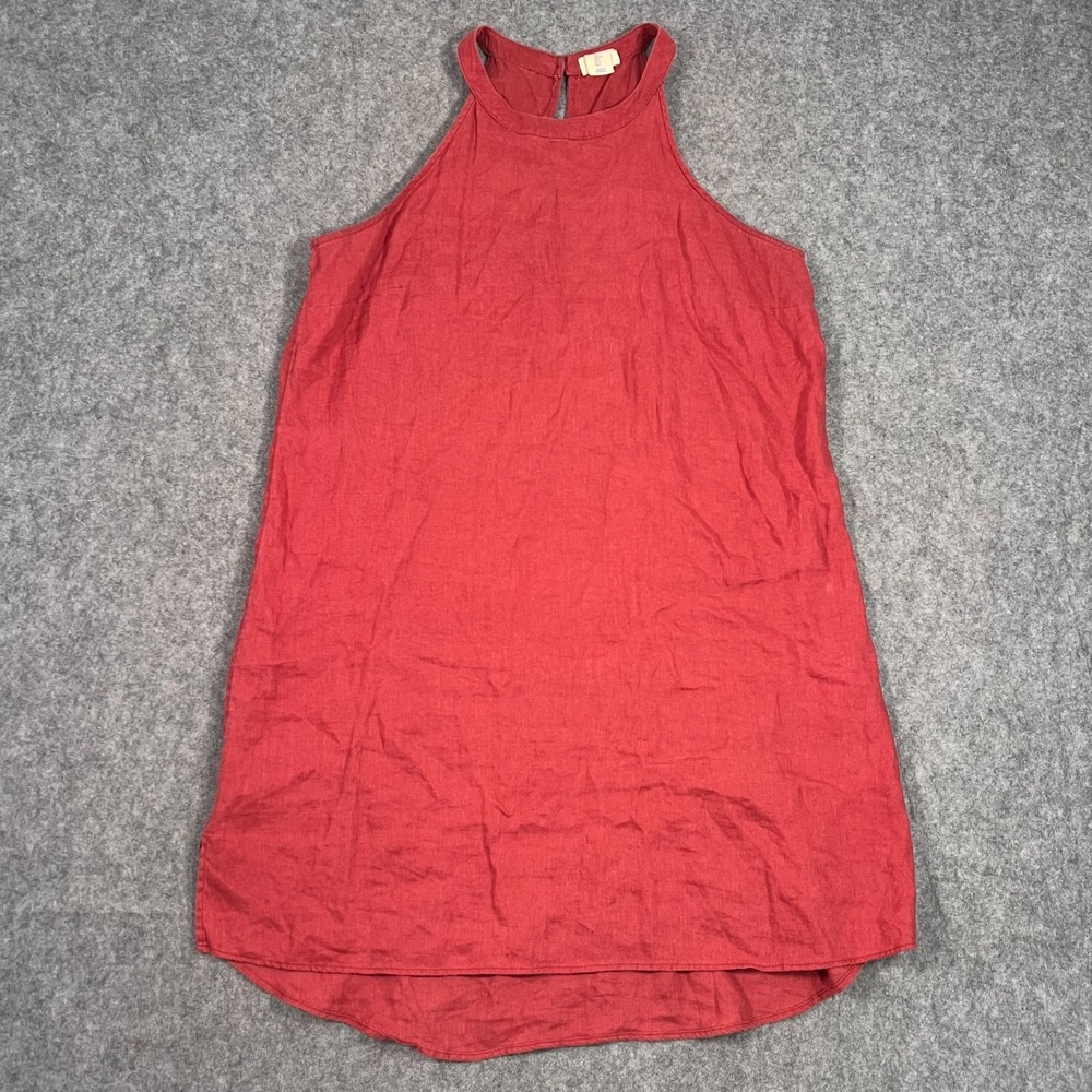 Sigrid Olsen Red Sleeveless Linen Mini Shift Tank‎ Dress Women's Size Large